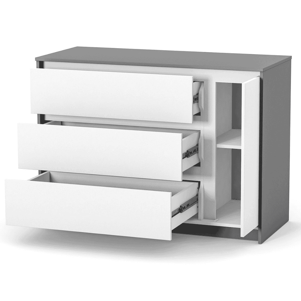 Dětská komoda Lovitto Gekko Kids, 120x51x87cm, Bílá / Grafitová